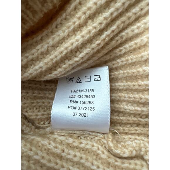 Camel Beige Balloon Sleeve Knit Sweater Neutral Pullover - Picture 4 of 5